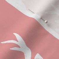 Deer Heads - white - pink | Large Version | woodland country deer print