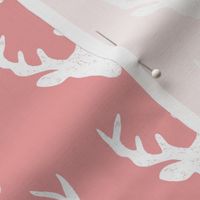  Deer Heads - white - pink | Medium Version | woodland country deer print