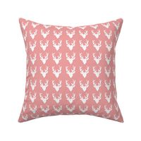 Deer Heads - white - pink | Small Version | woodland country deer print