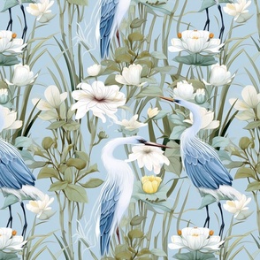 Palmetto Panache: Egret and Palm Fabric Artistry