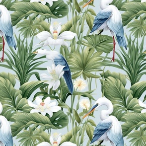 Southern Tropics: Coastal Heron Fabric Patterns