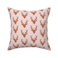 Deer Heads - Brown - pink | Medium Version | woodland country pink deer print