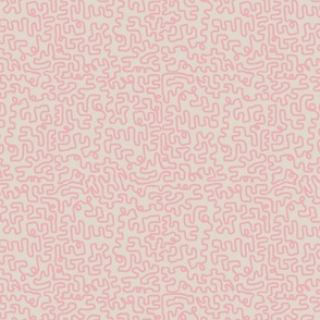 Medium - Modern abstract off-white and pink squiggle hand drawn design for fabric