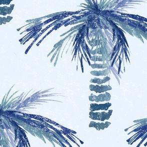 Tropical tonal blue palms trees luxury distressed 