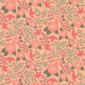 Wild Rose Reverie  in Pantone Color of the Year Peach Fuzz - Large Version
