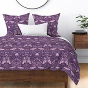 Hippo Night Swim | Purple | Textured Grasscloth
