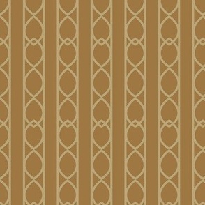 Deep Gold Interlacing Ogee Wallpaper - Vertical Stripe
