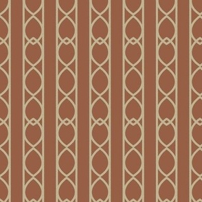 Rust Interlacing Ogee Wallpaper - Vertical Stripe