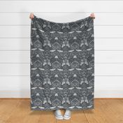 Hippo Night Swim | Gray | Textured Grasscloth