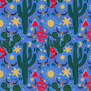 Catus and Snakes western theme repeat pattern - small
