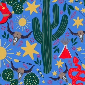 Catus and Snakes western theme repeat pattern
