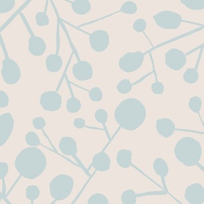Light blue floral organic shapes on white background
