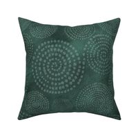 Soft Spirals Pattern On Deep Forest Green Textured Brush Strokes