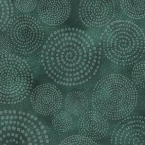 Soft Spirals Pattern On Deep Forest Green Textured Brush Strokes
