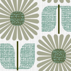 square blooms-greens-jumbo-mid century modern