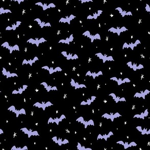 Halloween Magic Bats and stars Black blue by Jac Slade