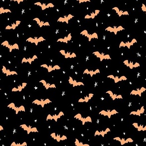 Halloween Magic Bats and stars Black Orange by Jac Slade