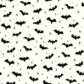 Halloween Magic Bats and stars Black White by Jac Slade