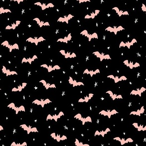 Halloween Magic Bats and stars Black Peach by Jac Slade