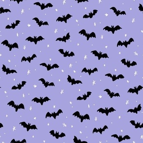 Halloween Magic Bats and stars Blue and Black on White by Jac Slade