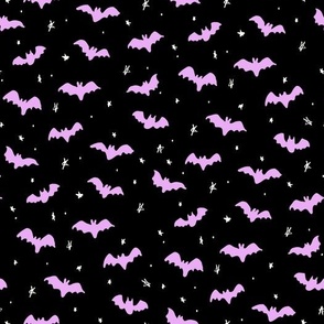 Halloween Magic Bats and stars Black Pink by Jac Slade