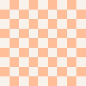 Traditional Checkerboard of Peach Fuzz and Off-White With 2 Inch Squares