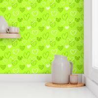 Lime Green Doodle Hearts (#88cc00, #bbfe32)