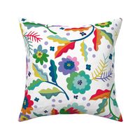 Jacobean Welcome Floral - Brights on White