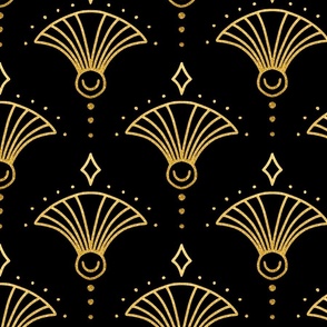 Art Deco Luxe Great Gatsby Golden Twenties Style Pattern Gold On Black