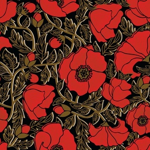 Poppy red trailing pattern - Heritage garden - red 