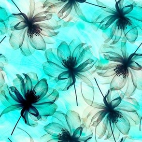 Flower waves on turquoise