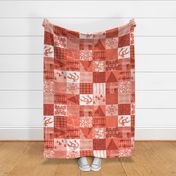 cheater quilt top Palm Beach map whole cloth patchwork preppy coral pink large scale 