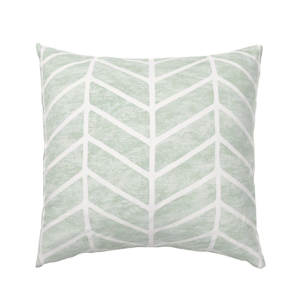 Modern Hand Drawn Chevron In Textured Seafoam Green - Jumbo Scale - 24x24