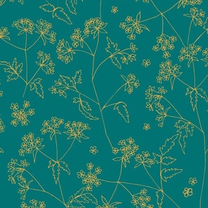 cow parsley, teal and yellow