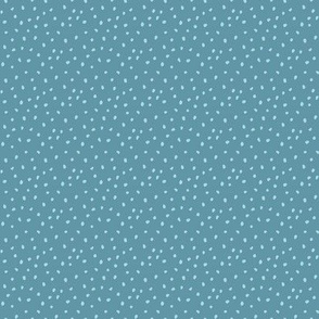 Light Blue Abstract Hand Drawn Polka Dots on a Dark Teal Background Small Scale