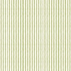 Green and White Hand Drawn Wonky Stripe Small Scale for Kids