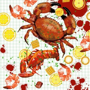 Seafood feast / crab boil/gingham 