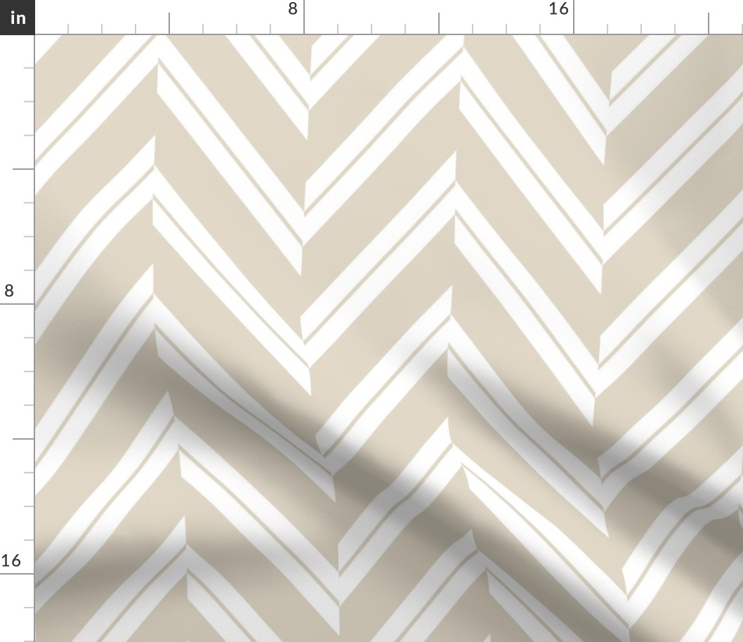 Transitional Double Herringbone Chevron Stripes in beach coast brown beige