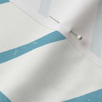 Modern Hand Drawn Chevron Lines - Lightly Textured Azure Blue Lines On Creamy White - Jumbo - 24x24