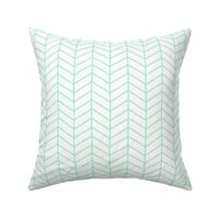 Modern Hand Drawn Chevron Lines -nLightly Textured Aqua Green Blue Lines On Creamy White - Medium - 6x6