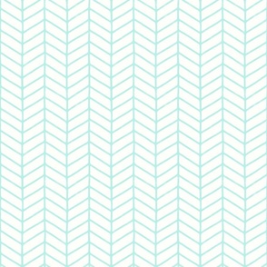 Modern Hand Drawn Chevron Lines -nLightly Textured Aqua Green Blue Lines On Creamy White - Medium - 6x6