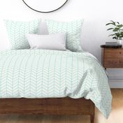 Modern Hand Drawn Chevron Lines - Lightly Textured Aqua Green Blue Lines On Creamy White - Large - 12x12