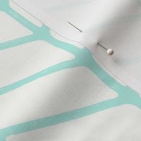 Modern Hand Drawn Chevron Lines - Lightly Textured Aqua Green Blue Lines On Creamy White - Large - 12x12