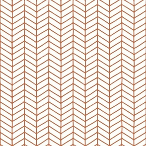 Modern Hand Drawn Chevron Lines - Lightly Textured Burned Orange Lines On Creamy White - Medium - 6x6