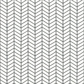 Modern Hand Drawn Chevron Lines -Lightly Textured Charcoal Black Lines On Creamy White - Medium - 6x6