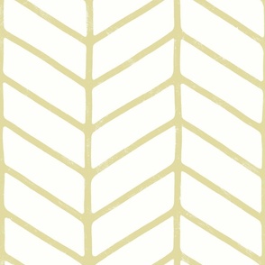 Modern Hand Drawn Chevron Lines - Lightly Textured Chartreuse Green On Creamy White - Jumbo - 24x24