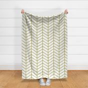 Modern Hand Drawn Chevron Lines - Lightly Textured Moss Green Lines On Creamy White - Jumbo - 24x24