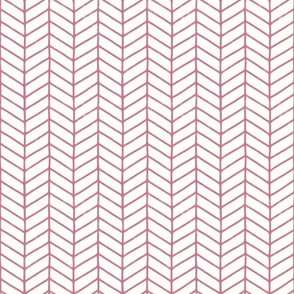 Modern Hand Drawn Chevron Lines - Lightly Textured Muted Magenta Pink Lines On Creamy White - Medium - 6x6