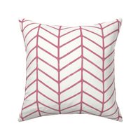 Modern Hand Drawn Chevron Lines - Lightly Textured Muted Magenta Pink Lines On Creamy White - Large 12x12