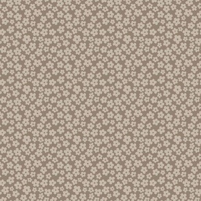 (S) Simple Hand Drawn Medium Taupe Flowers on Taupe Background
